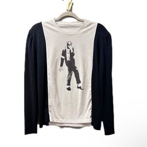 Michael Jackson top shirt Upcycle blue shimmering sides